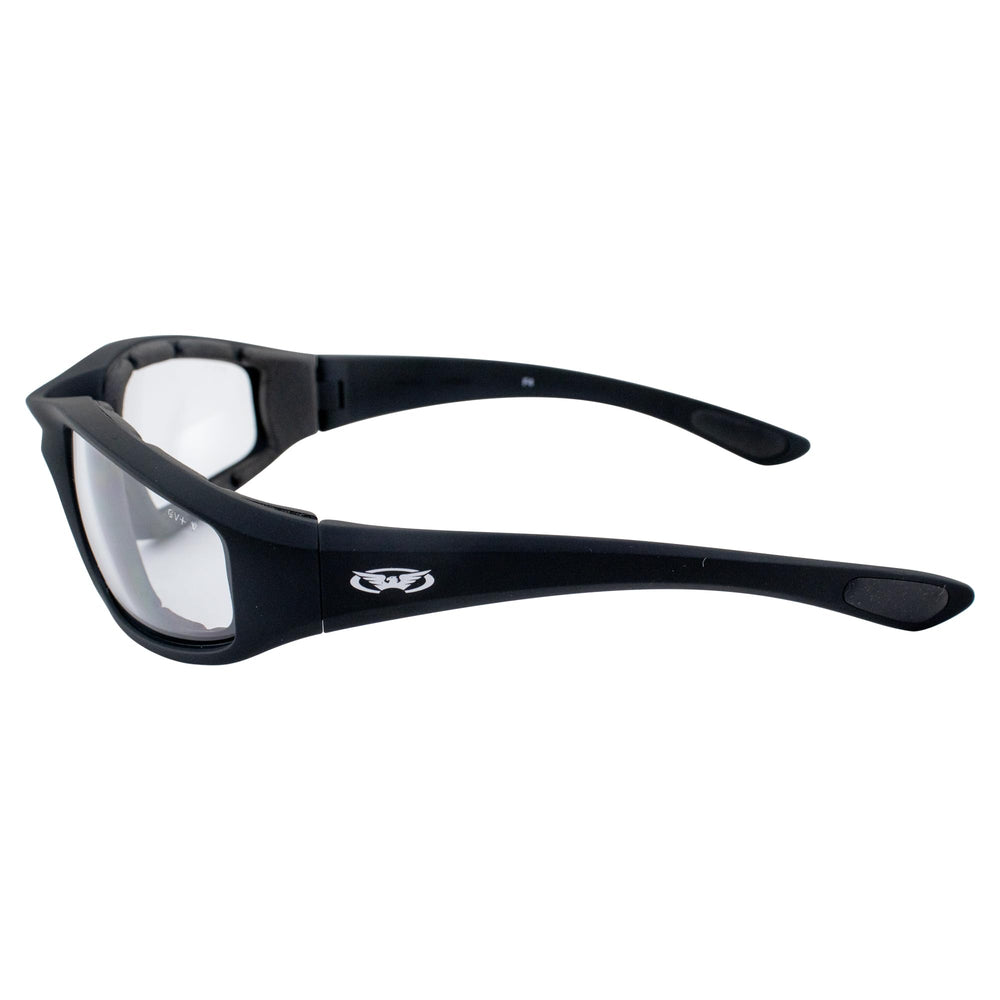 Global Vision Kickback worn during motorcycle ride for quick adaptation