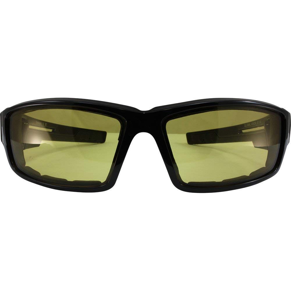 Global Vision Sly black temple tips with rubber-injected grip stay secure.