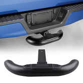Globed Hitch Step attached to a 2-inch receiver for easy truck bed access
