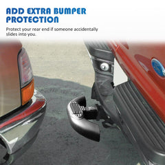 Globed hitch step installed on a pickup truck for access