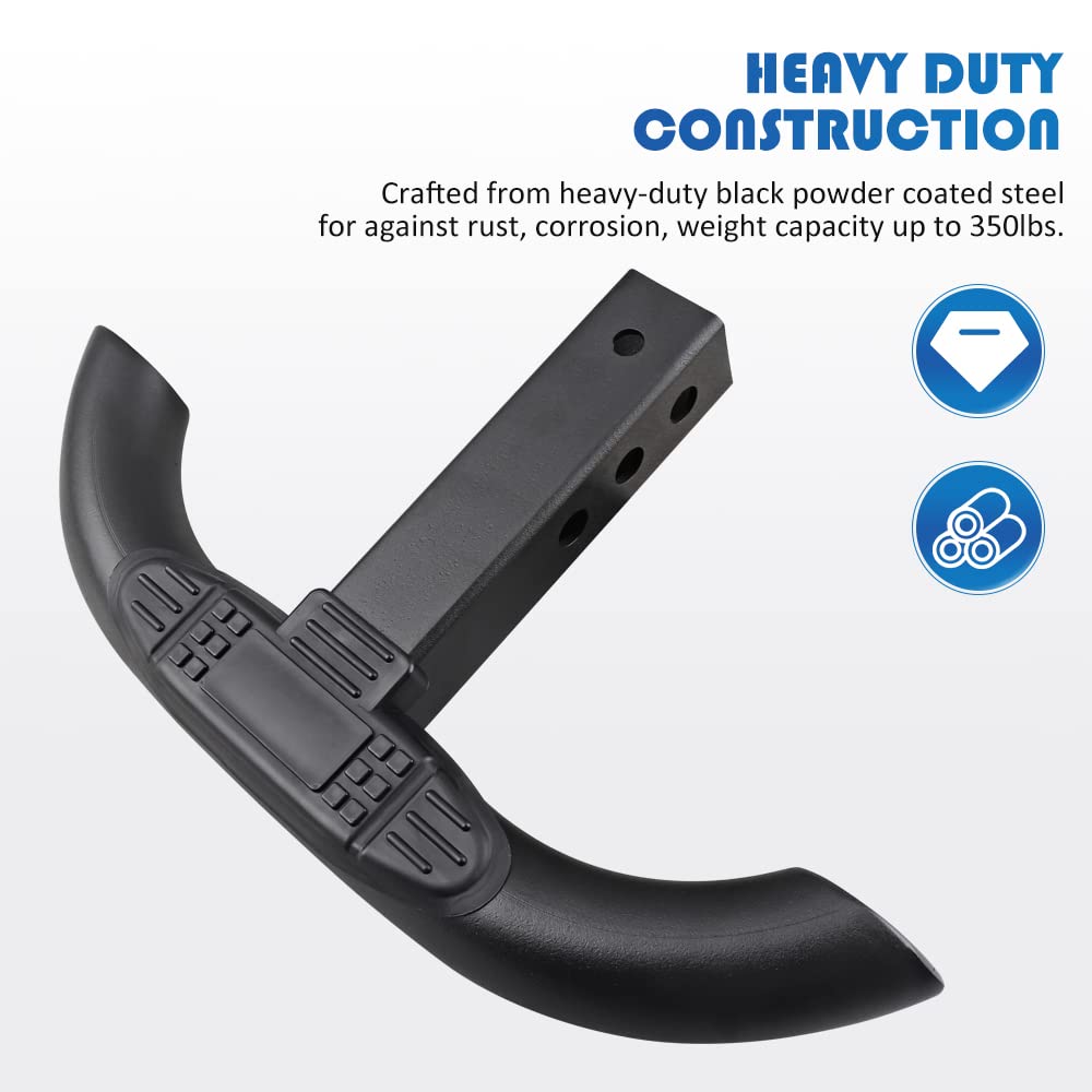 Globed hitch step providing rear bumper protection