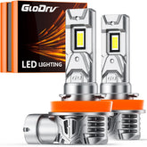 GloDrv H-11 fog light bulbs in mini-size design for quick plug-and-play installation.