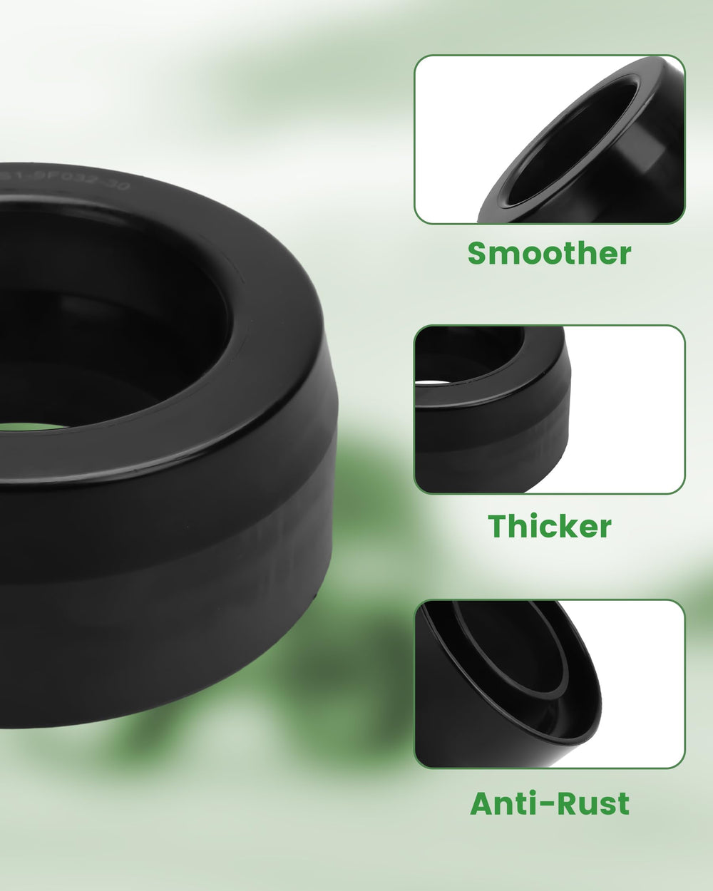 Glorider 3-inch leveling kit close-up shows durable PU construction