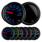 GlowShift volt gauge dial face with clear voltage readings for dashboard monitoring