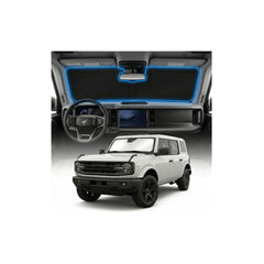 GLSBRCAO Ford Bronco sun shade front view for heat reduction and interior protection.