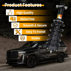 Gluebar front shock absorber struts with magnetic assembly for easy installation