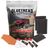 Gluetread full-size 4x4 sidewall patch kit for quick on-the-trail repairs.