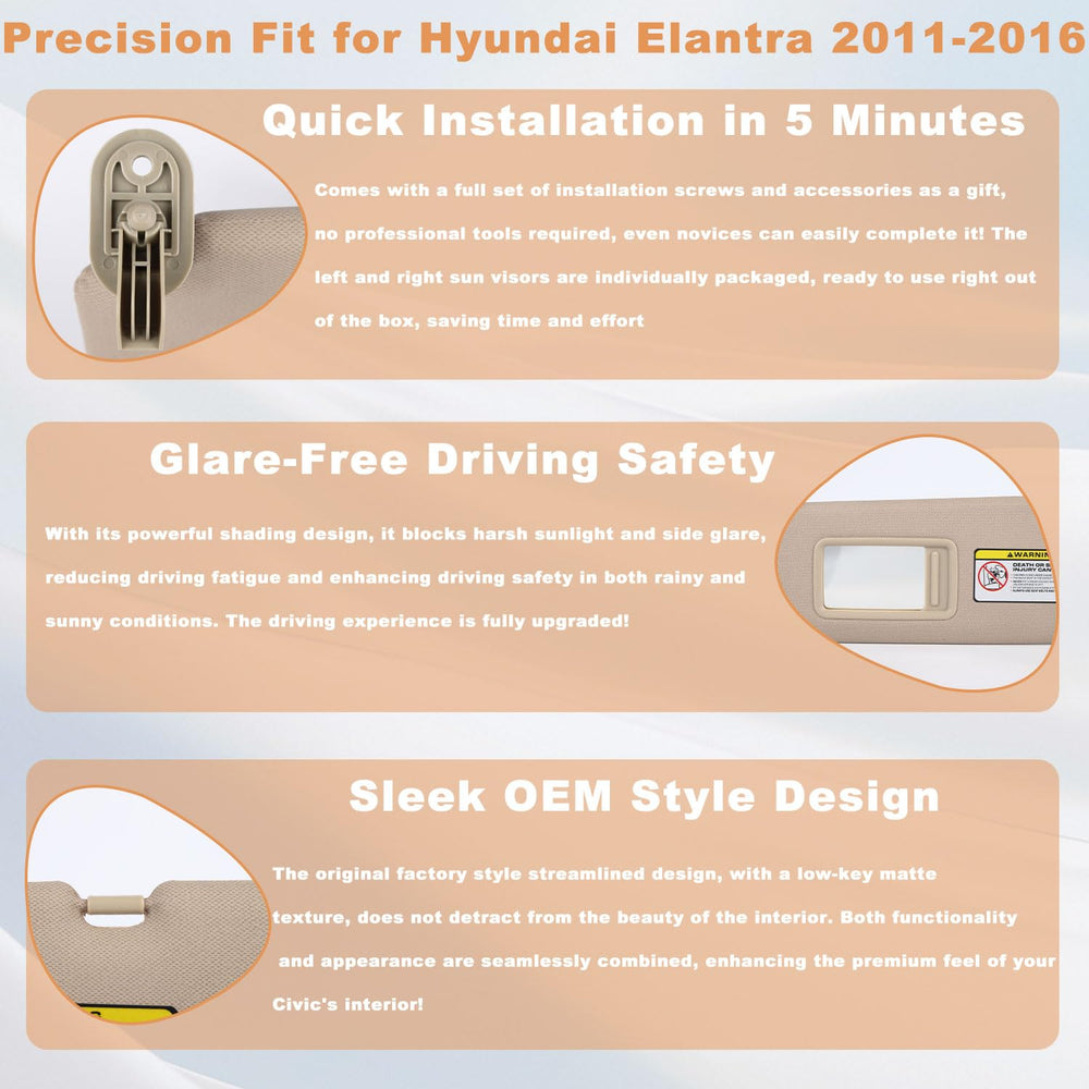 GlymXia Elantra visor hinge and vanity mirror support steady operation