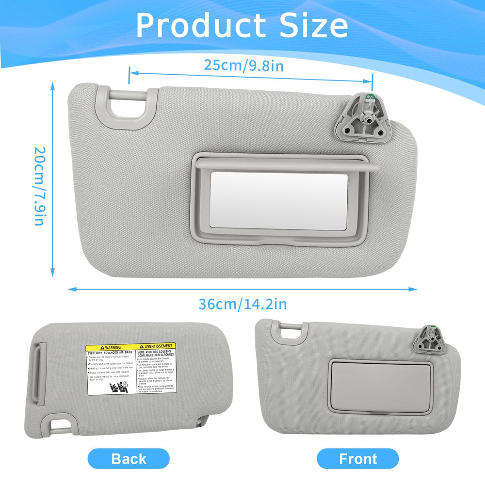 GlymXia sun visor pair, passenger-side, OEM-like replacement for Sentra.