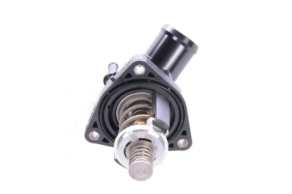 GM Genuine Parts water pump outlet assembly with thermostat for reliable engine cooling.