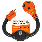 Gociean overload protector 30A to 110V adapter with circuit breaker for RV safety