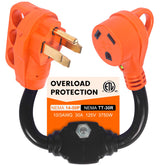 Gociean RV adapter with 18-inch cord ready for on-site power.
