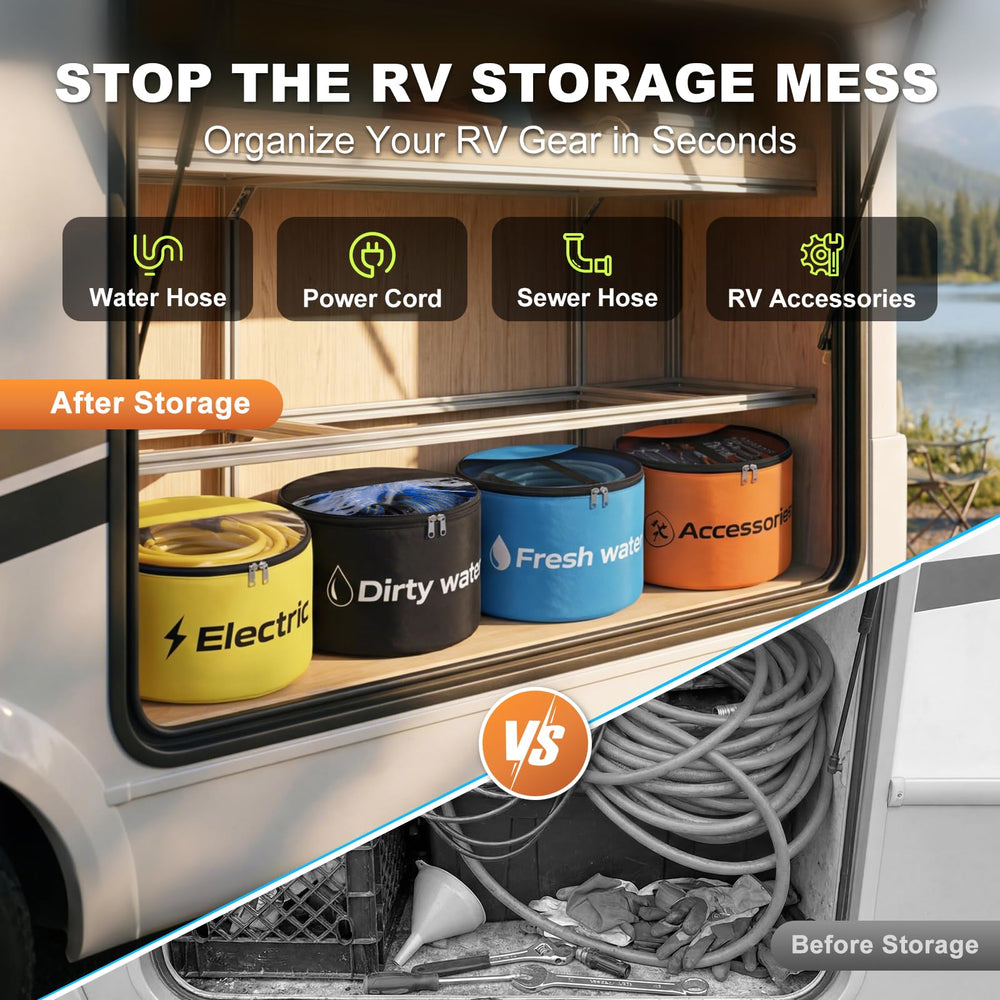 Gociean RV storage bag with large transparent panel to identify contents quickly.