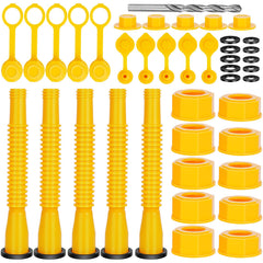 Godboy 5-pack yellow pour nozzles shown together for easy selection.