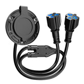 GODETON heavy-duty 20A-125V inlet with dual T-Blade adapters for reliable RV power.