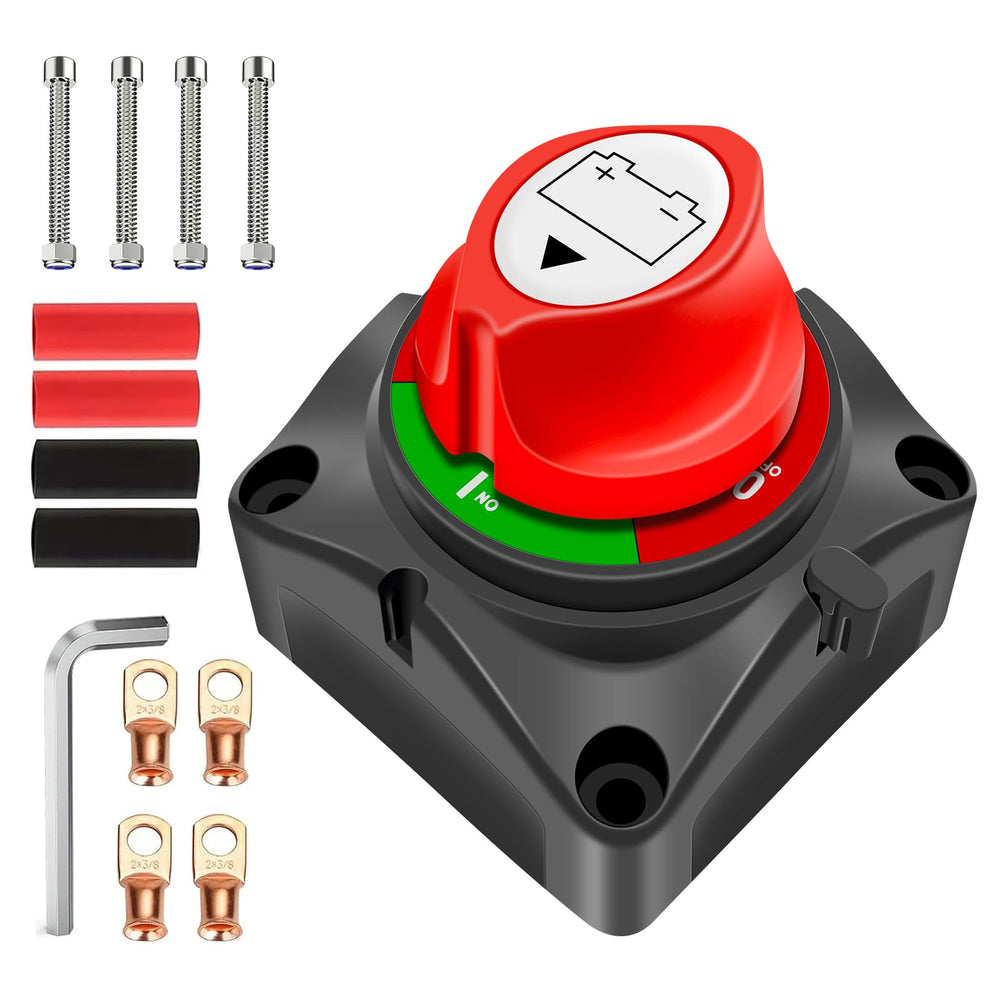 GOGONFLY battery disconnect switch front view with easy on/off control.