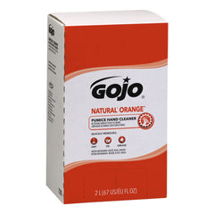 GOJO Natural Orange pumice bottle showing the cleaning action and citrus scent.