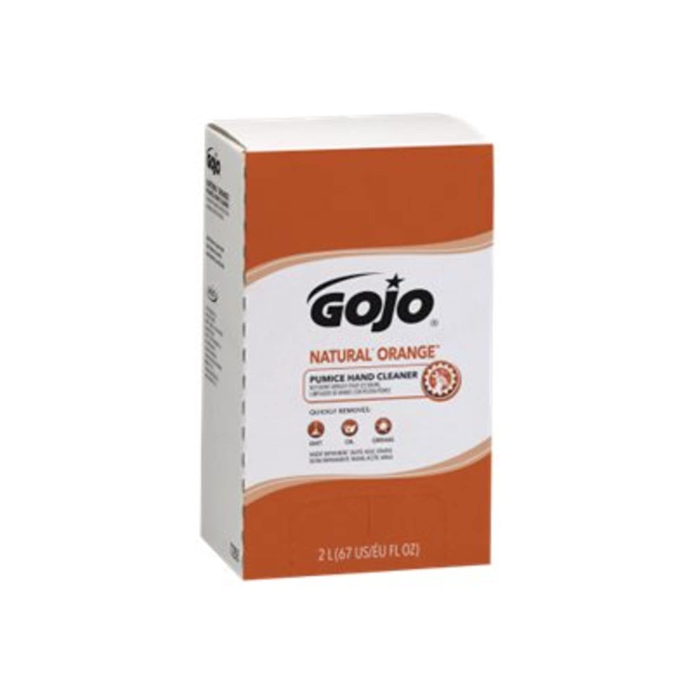 Close-up of pumice scrubbers in GOJO orange formula for thorough cleansing.