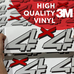 Gold Hook gray with red X 4x4 decals withstand outdoor use with durable, weather-ready finish.