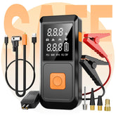 Goldforest jump-starter front display shows battery status for quick roadside checks.