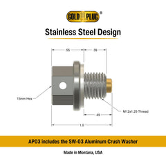 GoldPlug M12x1.25 engine-protection concept image for improved oil cleanliness