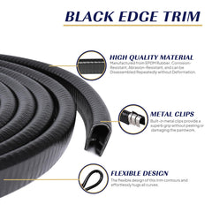 GoldWheel edge trim hugging curved car door edge for protection.