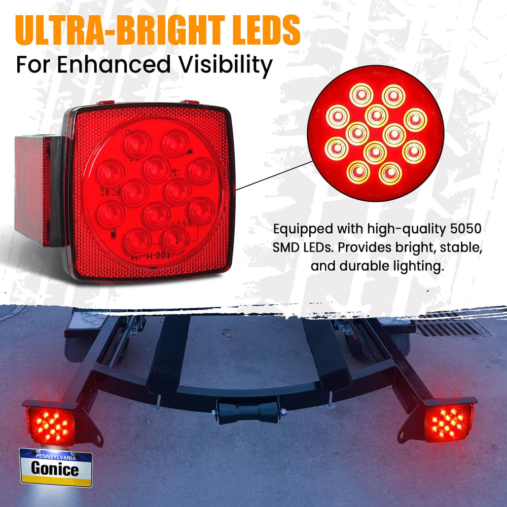 Gonice license plate light mounted on trailer bracket