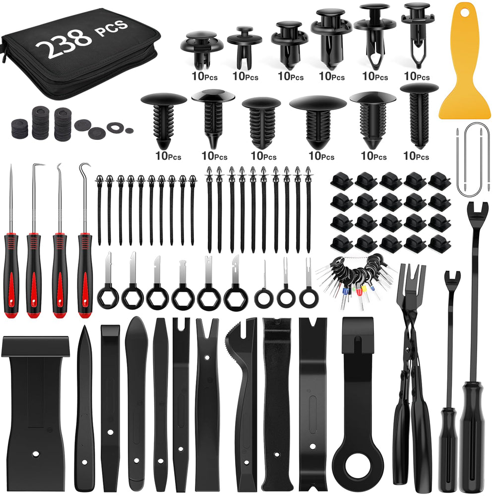 GOOACC 238Pcs trim removal kit contents for versatile car panel work.