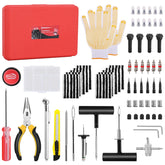 GOOACC Tire Repair Kit 106pcs contents shown for quick roadside fixes