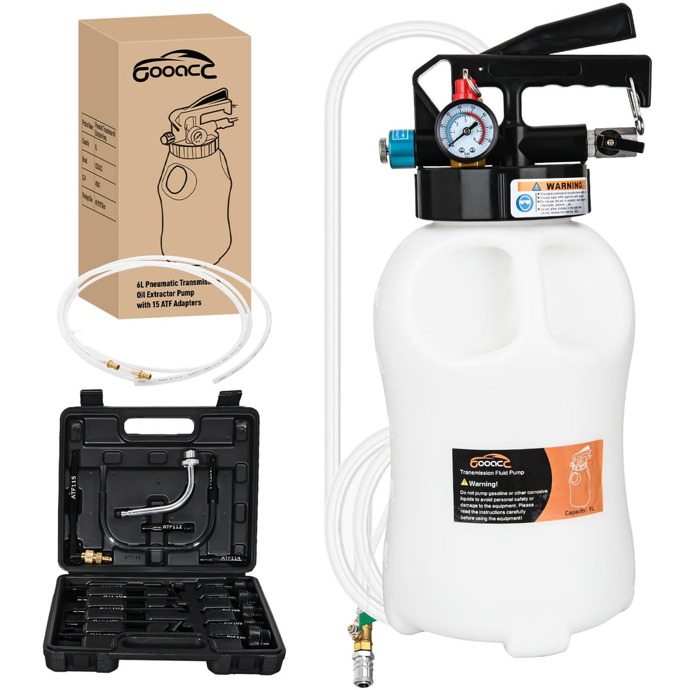 GOOACC transmission fluid pump 6L kit with clear reservoir supports fast, controlled oil transfers.