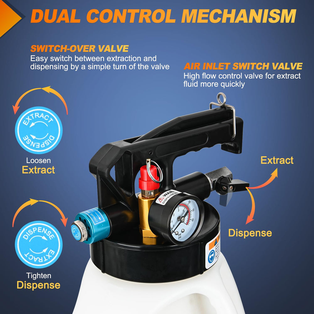 GOOACC two-way-valve blue-screw knob enables easy switching between extraction and dispensing.