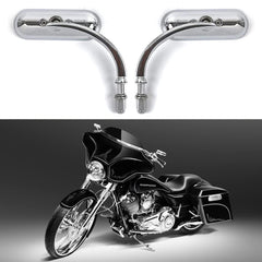 Goodfitment chrome oval mirror housing provides durable mounting for Harley-style bikes.