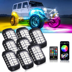 Goodream RGB rock light pod assembly glows beneath the vehicle for night visibility.