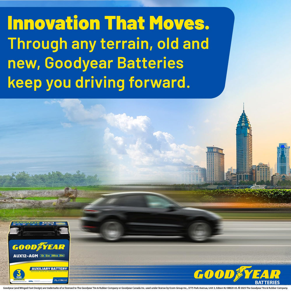 Goodyear AUX12-AGM warranty shows 36-month coverage