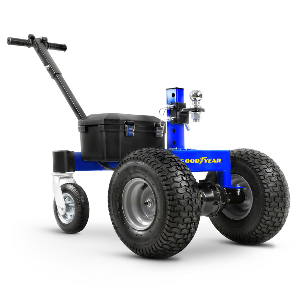 Goodyear electric dolly front view enables precise trailer positioning.