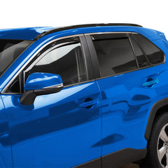 Installed Goodyear in-channel deflectors on Rav4 front view for a snug look
