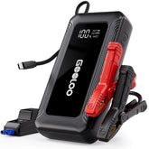 GOOLOO G7 jump starter with built-in cable for on-the-go charging.