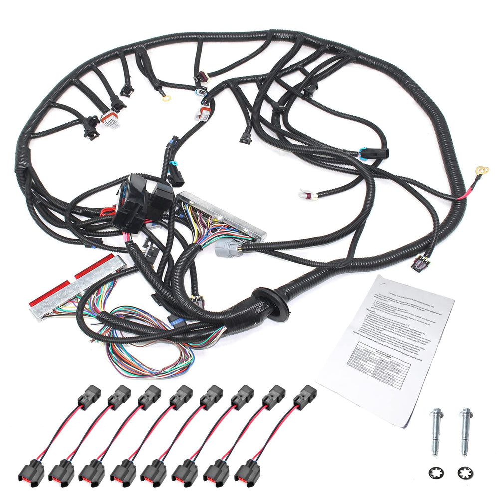 Goopool LS1 wiring harness under-dash installation for easy PCM mounting.