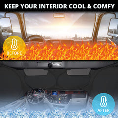 GOOSLA reflective surface blocks sun for a cooler cab interior.