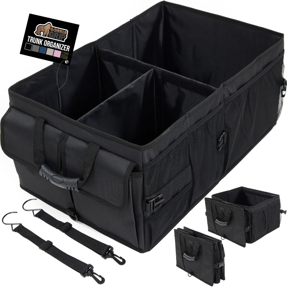 GORILLA GRIP trunk organizer with a large compartment keeps groceries tidy