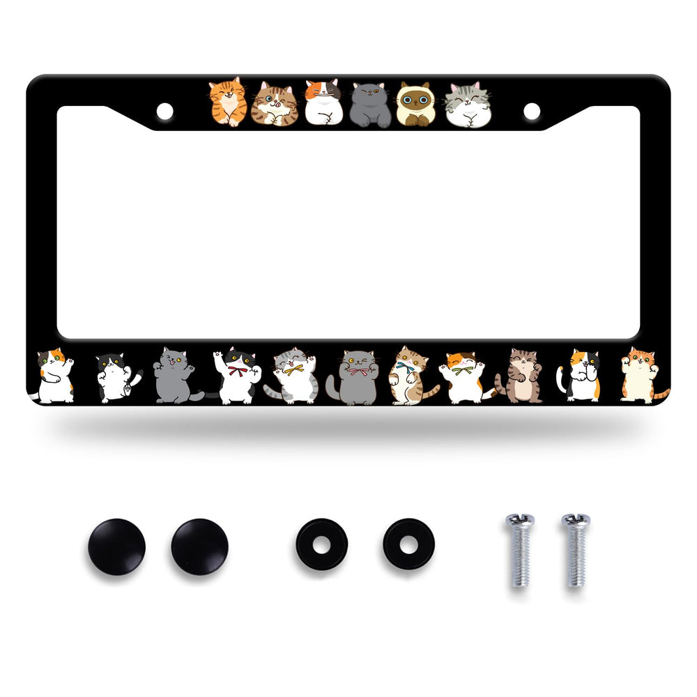 GORSNKYE Cute Cats license frame front view adds stylish flair without blocking labels.
