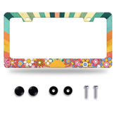GORSNKYE rainbow retro sun license frame highlights vibrant design while remaining non-blocking