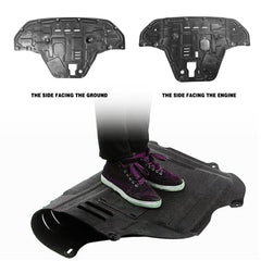 Gorzizen engine splash shield material close-up highlights durable PVC-based plastic steel.