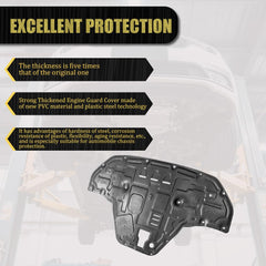 Gorzizen engine splash shield wider coverage graphic illustrating expanded protection.