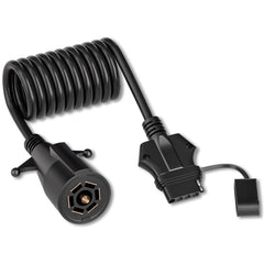 Goupchn 7-to-5 coiled trailer adapter in use keeps wiring tidy