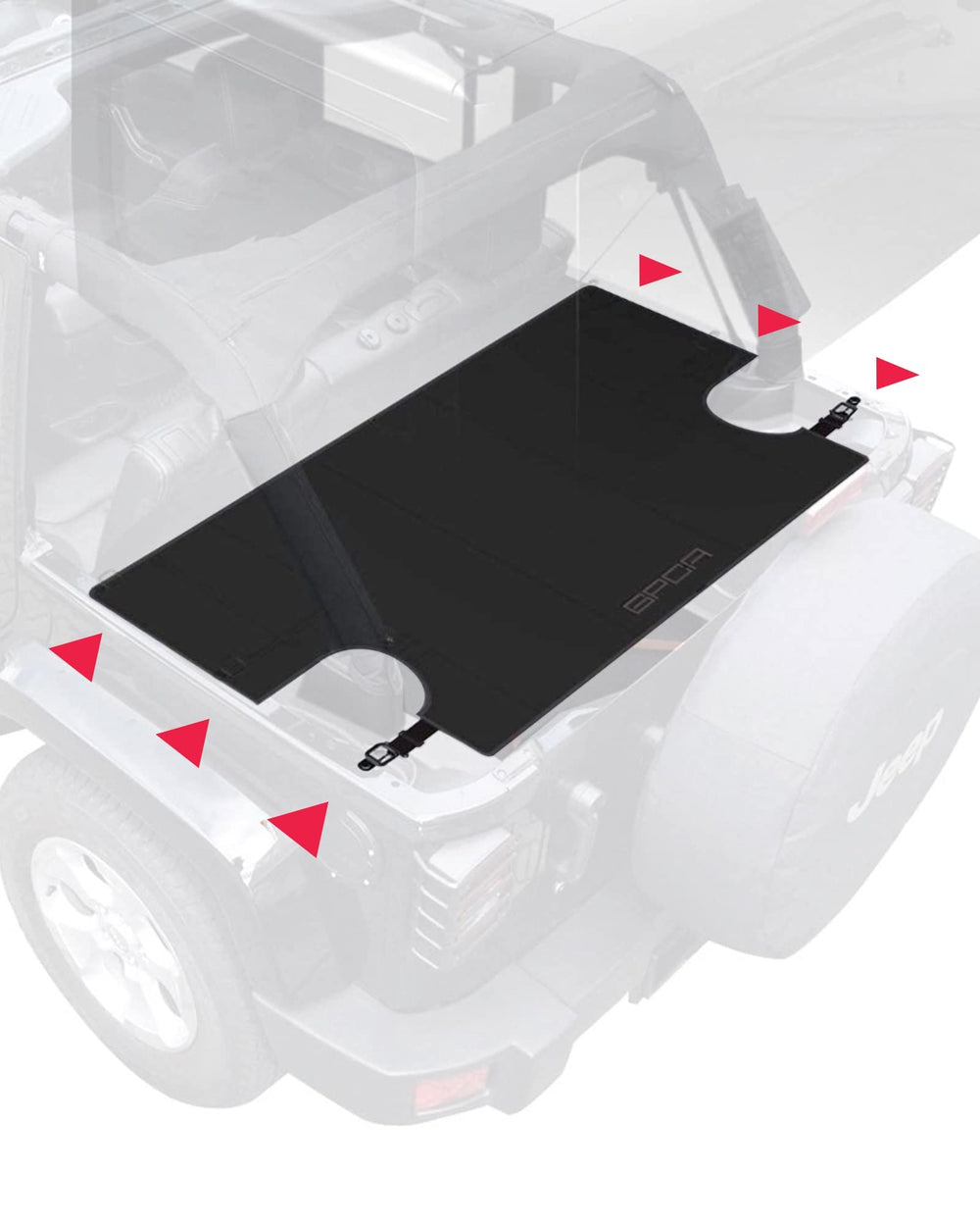 GPCA Cargo Cover Lite folded design enables quick trunk access for Jeep Wrangler JK