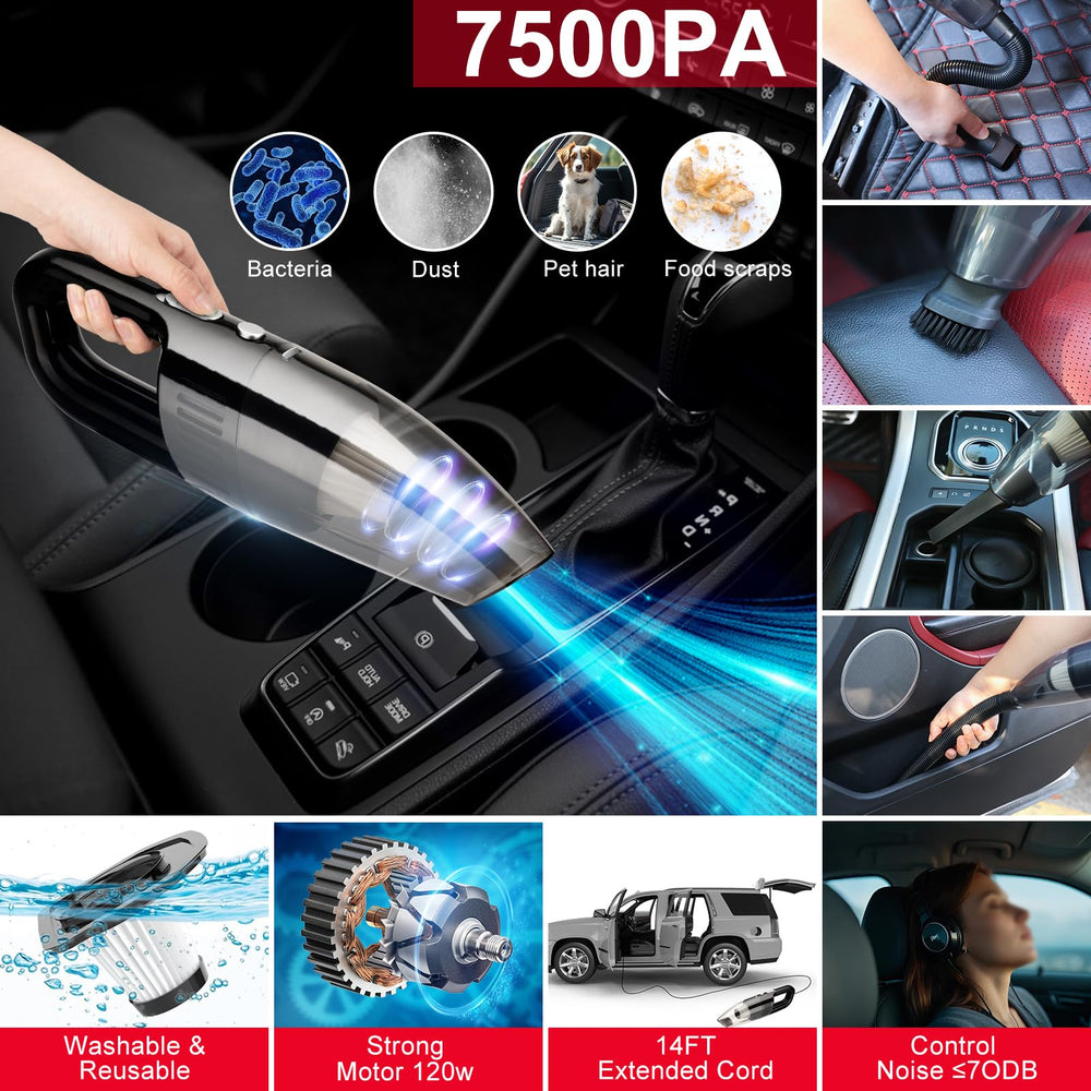 GPUSFAK car vacuum 120W cleans interiors quickly