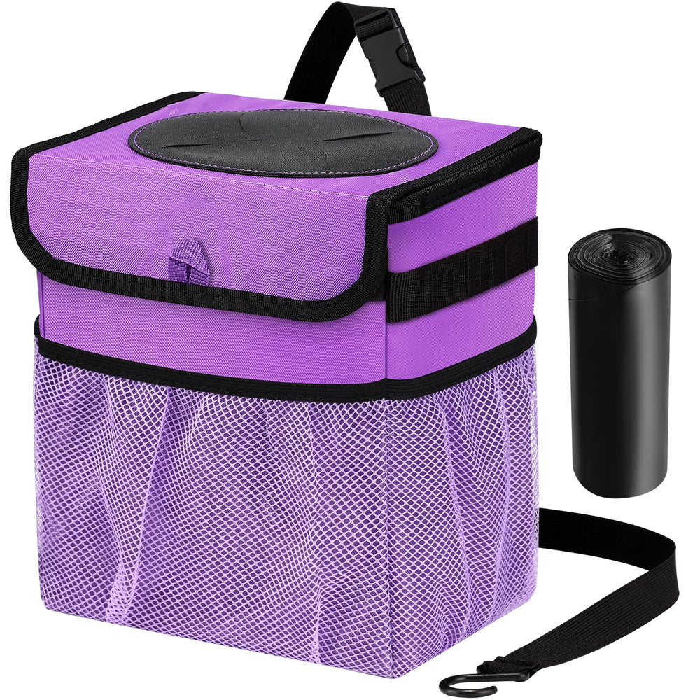 GPUSFAK car trash can with foldable lid keeps cabin neat and odors contained.