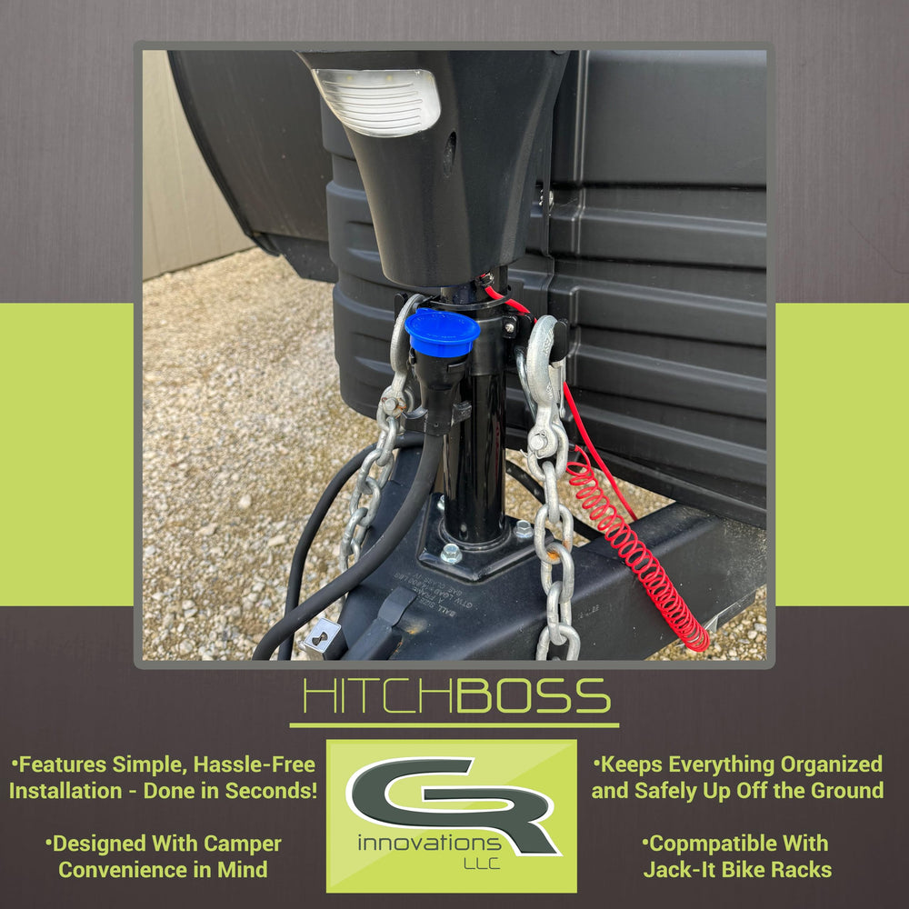 GR Innovations HitchBoss 7-Way safety chains off-ground storage.