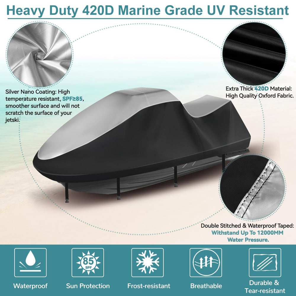 GRABADO jet ski cover right side view displays 2 air vents for airflow